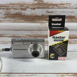 Pentax Optio T20 Digital Camera Silver 7MP Compact Tested Battery Lock Broken